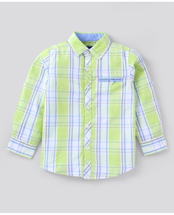 Pine Kids Full Sleeves Biowashed & Checked Shirt - Light Yellow