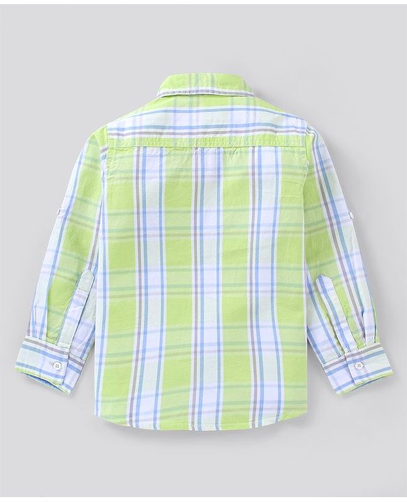 Pine Kids Full Sleeves Biowashed & Checked Shirt - Light Yellow