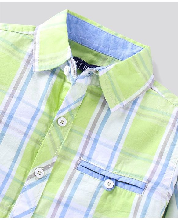 Pine Kids Full Sleeves Biowashed & Checked Shirt - Light Yellow