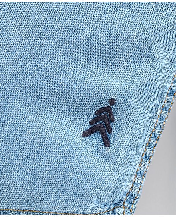 Pine Kids Full Sleeves Denim Shirt Solid Print - Indigo Blue