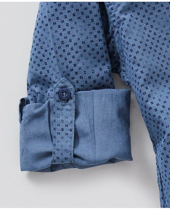 Pine Kids Full Sleeves Softener Washed Cotton Shirt - Blue