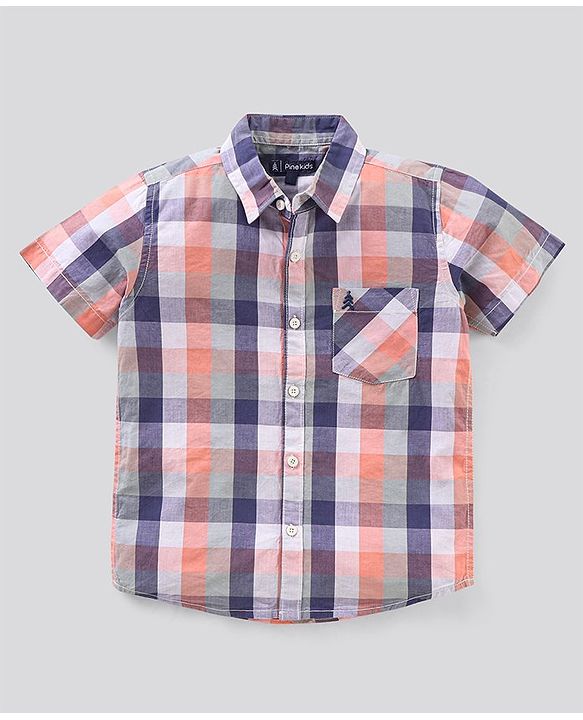Pine Kids Half Sleeves Checks Shirts - Multicolour