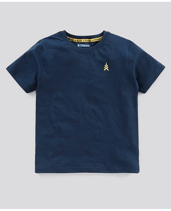Pine Kids Half Sleeves Bio Wash T-shirt Solid Pack of 2 - Navy Yellow