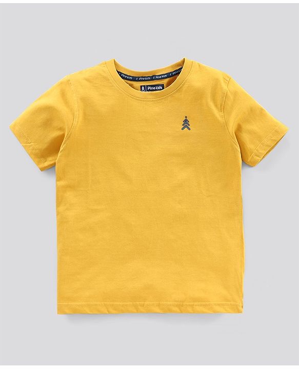 Pine Kids Half Sleeves Bio Wash T-shirt Solid Pack of 2 - Navy Yellow