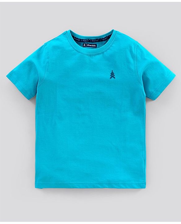 Pine Kids Half Sleeves Bio Wash T-shirt Solid Pack of 2 - Blue Red