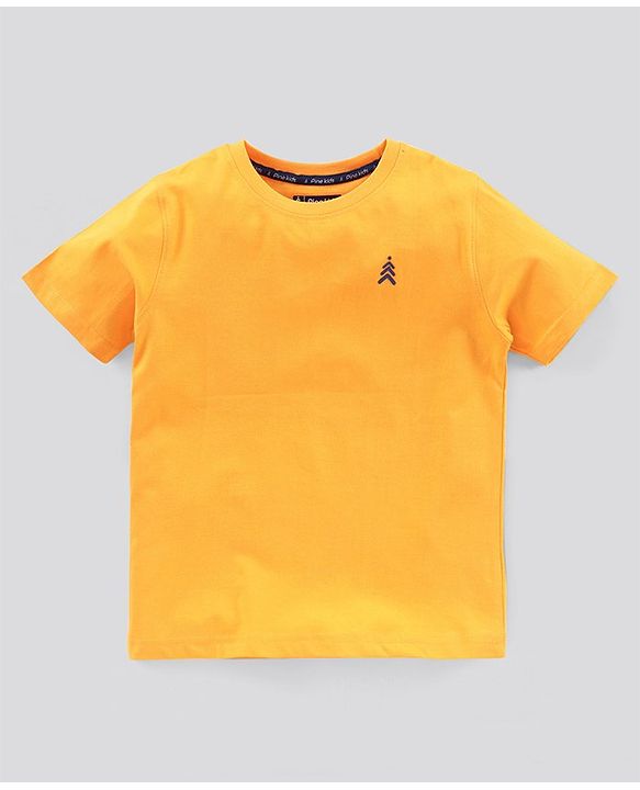 Pine Kids Half Sleeves Bio Wash Cotton T-shirt Solid Pack of 2 - Yellow Navy Blue
