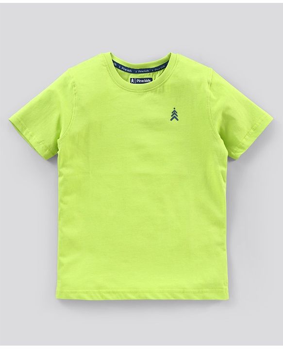 Pine Kids Half Sleeves Bio Wash T-shirt Solid Pack of 2 - Orange Green
