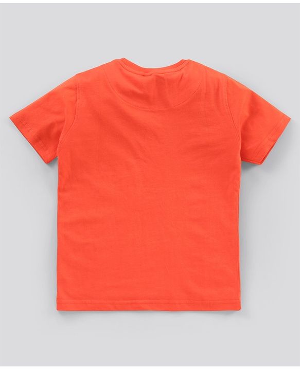 Pine Kids Half Sleeves Bio Wash T-shirt Solid Pack of 2 - Orange Green