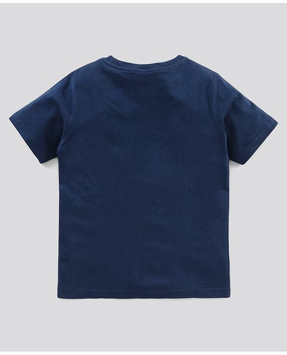 Pine Kids Half Sleeves Bio Wash Cotton T-shirt Solid Pack of 2 - Light and Navy Blue