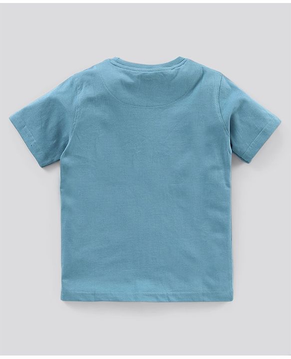Pine Kids Half Sleeves Bio Wash Cotton T-shirt Solid Pack of 2 - Light and Navy Blue