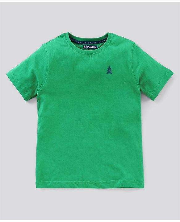Pine Kids Half Sleeves Bio Wash T-shirt Solid Pack of 2 - Green Yellow
