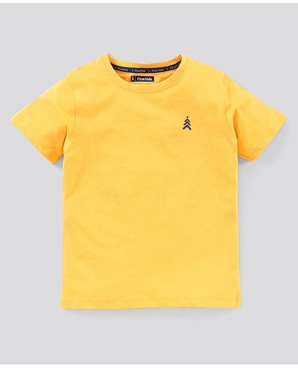Pine Kids Half Sleeves Bio Wash T-shirt Solid Pack of 2 - Green Yellow