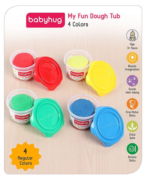 Babyhug My Fun Jumbo Dough Kit with 4 Regular Colors - 480 g