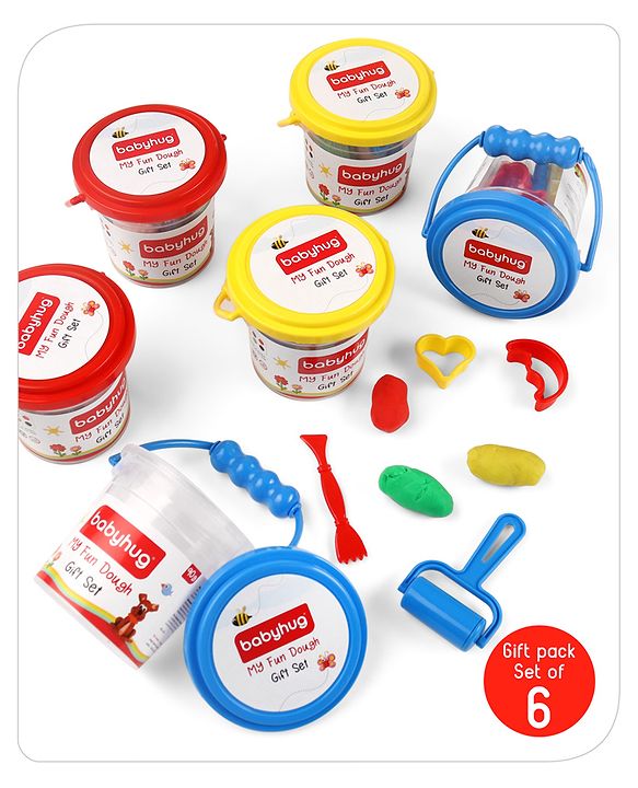 Babyhug My Fun Dough Return Gift Set Kit with 12 Tools Pack of 6 - 540 g