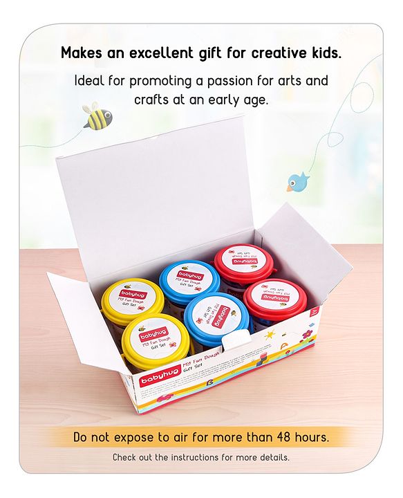 Babyhug My Fun Dough Return Gift Set Kit with 12 Tools Pack of 6 - 540 g