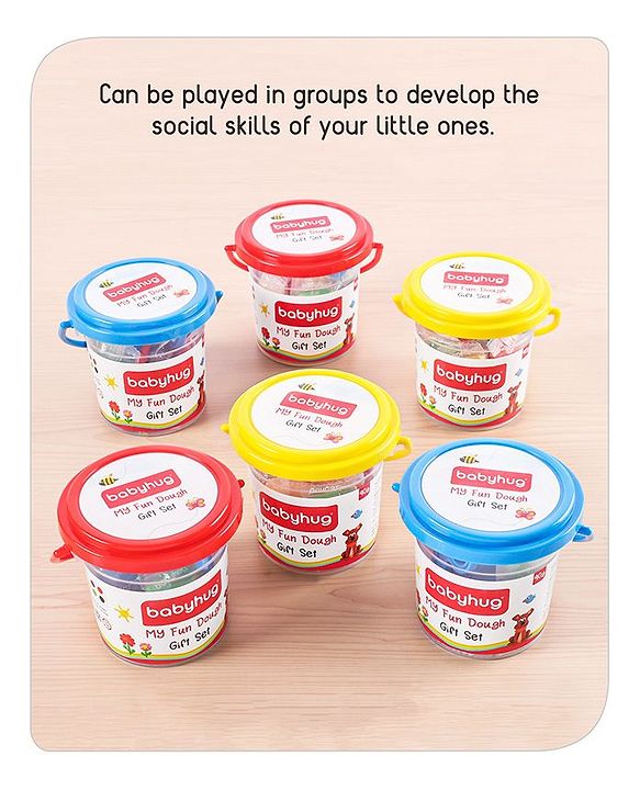 Babyhug My Fun Dough Return Gift Set Kit with 12 Tools Pack of 6 - 540 g