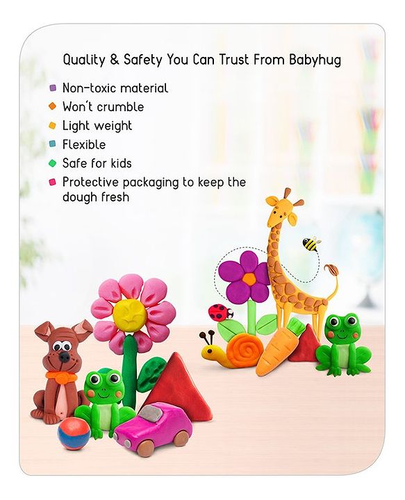 Babyhug My Fun Dough Return Gift Set Kit with 12 Tools Pack of 6 - 540 g