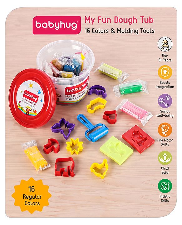 Babyhug My Fun Dough Jumbo Return Gift Set -16 pcs - 400 g| Safe Non-Toxic Modeling Dough | Creative molding | Fosters Creativity & Imagination | BIS Certified