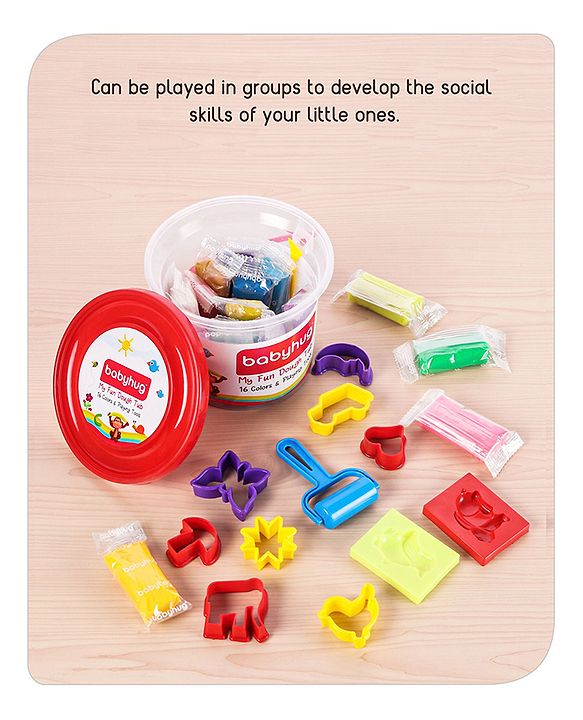 Babyhug My Fun Dough Jumbo Return Gift Set -16 pcs - 400 g| Safe Non-Toxic Modeling Dough | Creative molding | Fosters Creativity & Imagination | BIS Certified