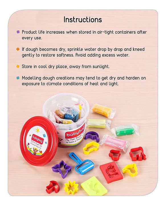 Babyhug My Fun Dough Jumbo Return Gift Set -16 pcs - 400 g| Safe Non-Toxic Modeling Dough | Creative molding | Fosters Creativity & Imagination | BIS Certified