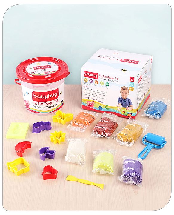 Babyhug My Fun Dough Jumbo Return Gift Set Kit With 12 Tools Pack Of 10 - 500 g