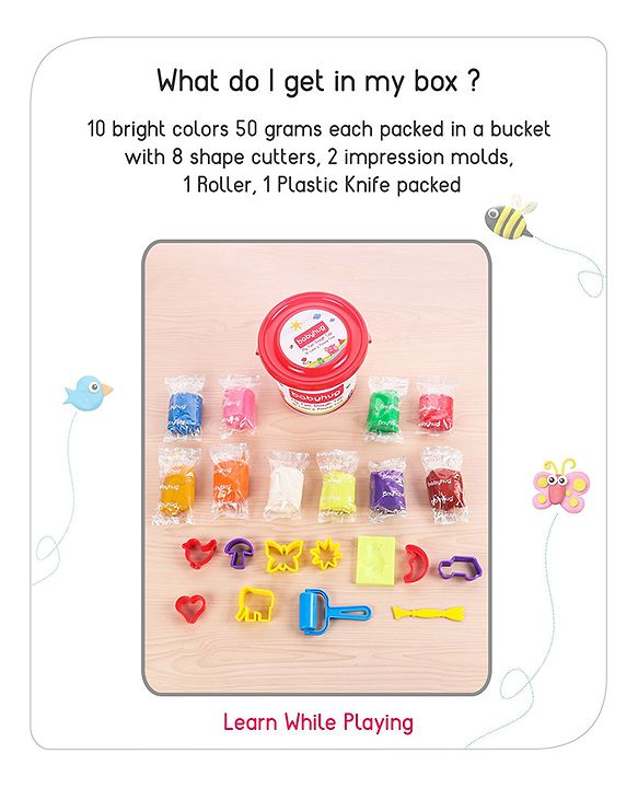 Babyhug My Fun Dough Jumbo Return Gift Set Kit With 12 Tools Pack Of 10 - 500 g