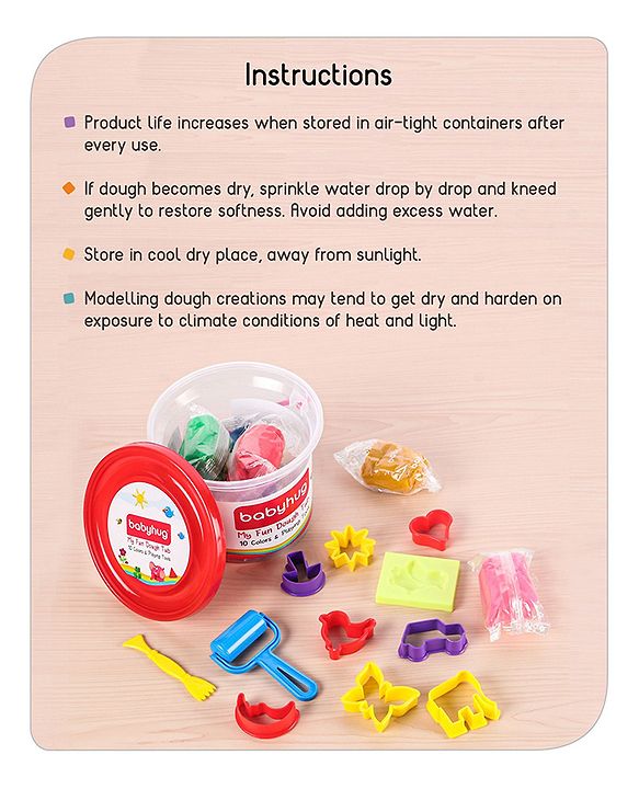 Babyhug My Fun Dough Jumbo Return Gift Set Kit With 12 Tools Pack Of 10 - 500 g