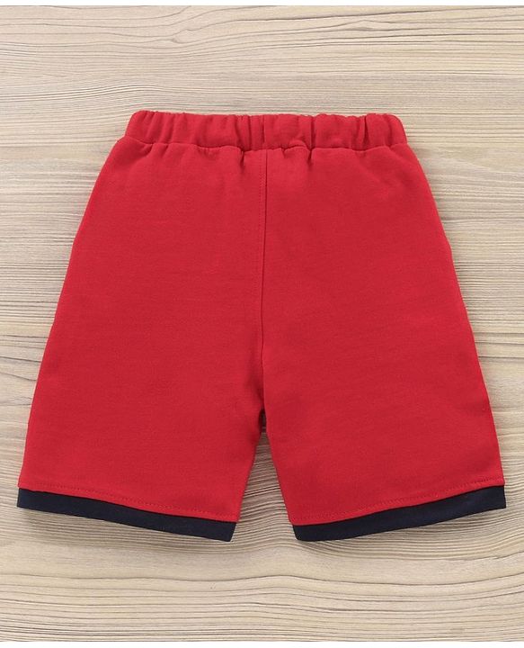 Babyhug Cotton Half Sleeves Tee & Shorts Set Stripes - White Red