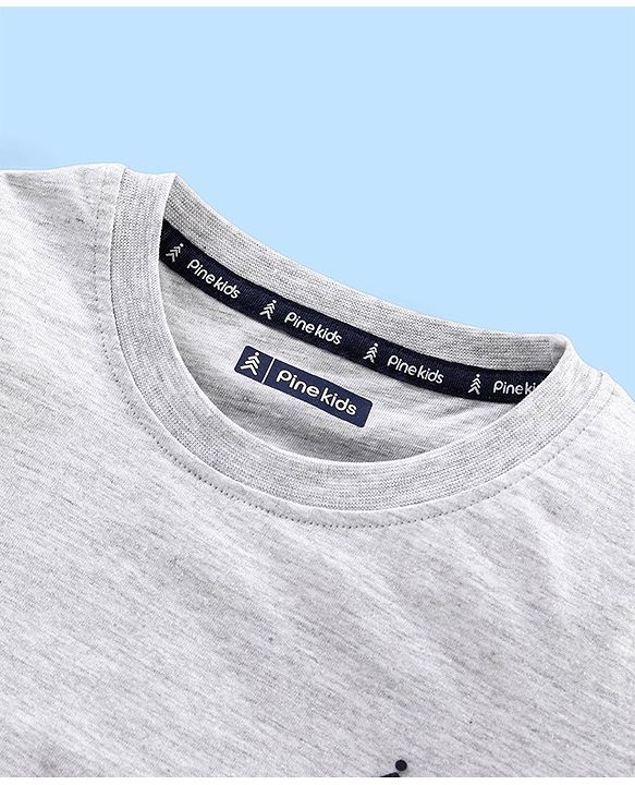 Pine Kids Half Sleeves Biowash T-Shirt Solid - Melange Grey
