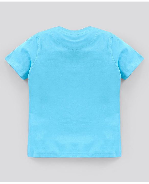 Pine Kids Half Sleeves Biowash Solid T-Shirt - Scuba Blue