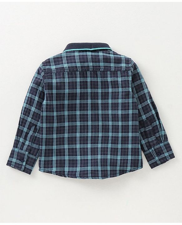 Babyhug Full Sleeves Checked Shirt - Navy Blue