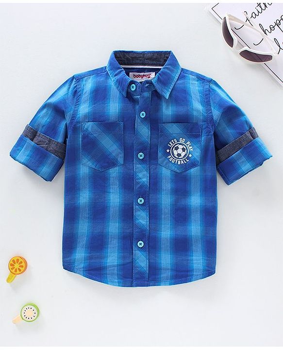Babyhug Full Sleeves Check Shirt - Blue