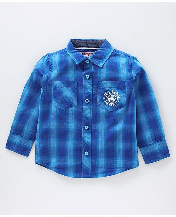 Babyhug Full Sleeves Check Shirt - Blue