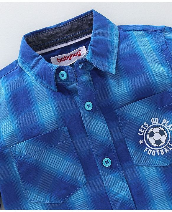 Babyhug Full Sleeves Check Shirt - Blue