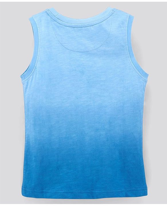 Pine Kids Sleeveless Cotton T-shirt Text Print - Blue