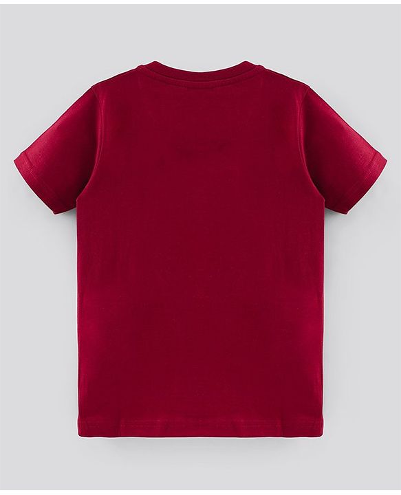 Pine Kids Half Sleeves T-shirt with Striped and Ninja Print Pack of 2 - Maroon Orange and Blue