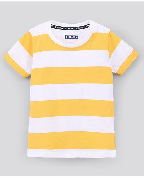 Pine Kids Biowash Half Sleeves Tees Pack of 2 - Yellow Navy Blue