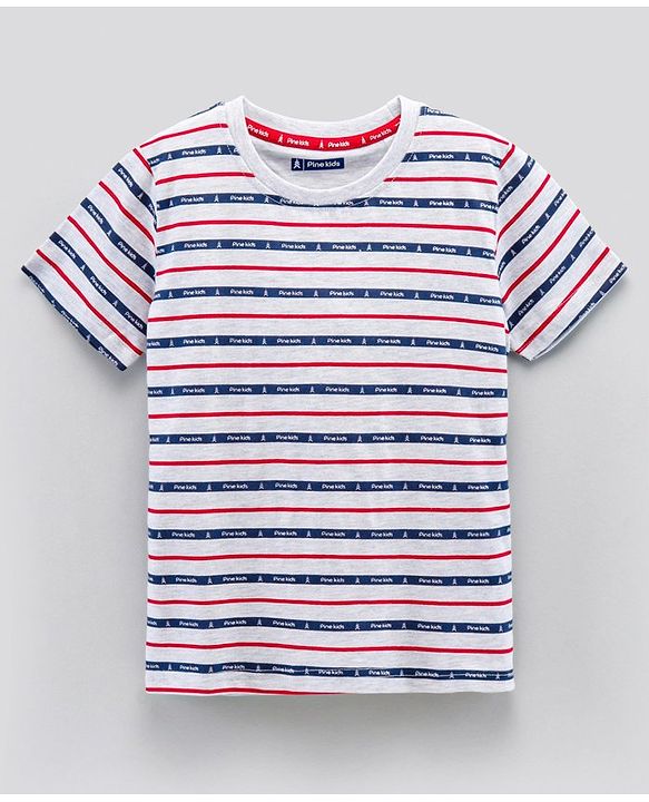 Pine Kids Biowash Half Sleeves Tees Pack of 2 - Red Light Grey