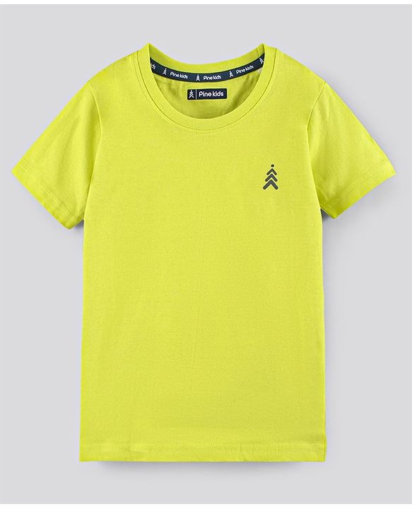 Pine Kids Biowash Half Sleeves Tees Text Print Pack of 3 - Light Green White