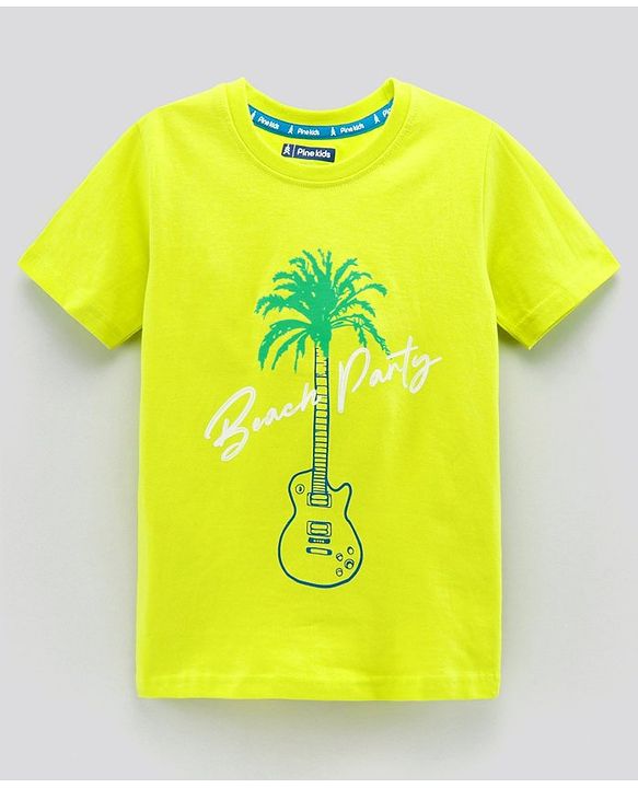 Pine Kids Biowash Half Sleeves Tees Beach Party Print Pack of 3 - Royal Blue Green