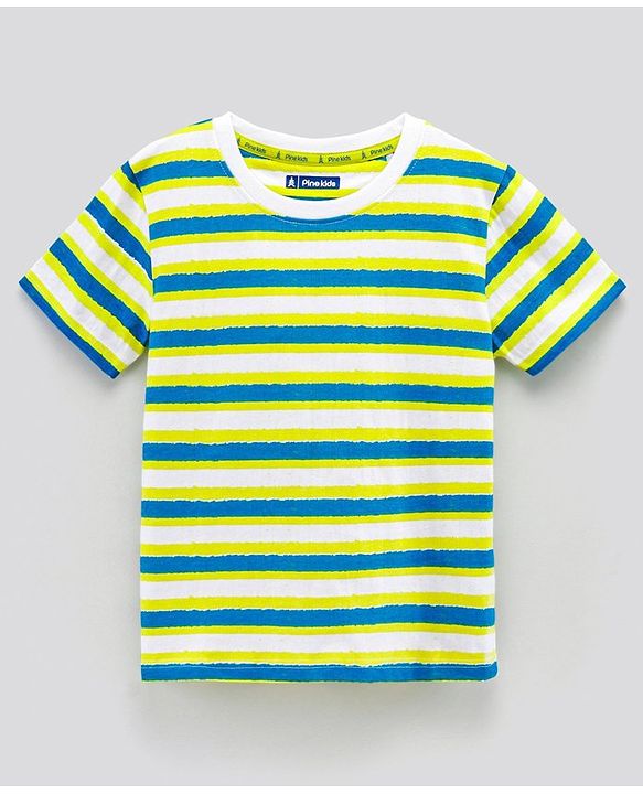 Pine Kids Biowash Half Sleeves Tees Beach Party Print Pack of 3 - Royal Blue Green