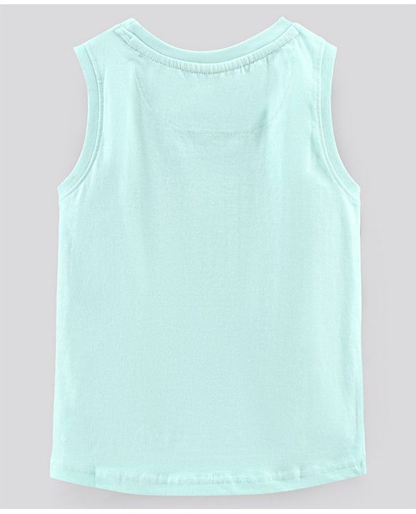 Pine Kids Sleeveless Cotton Biowash T-shirt Beach Party Print - Blue