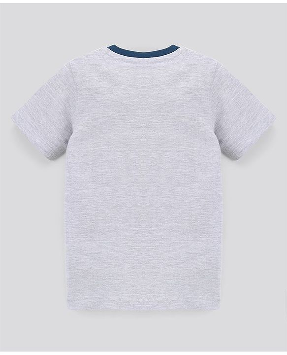 Pine Kids Biowash Half Sleeves Tee & Checked Shorts Nightwear Set - Grey Blue