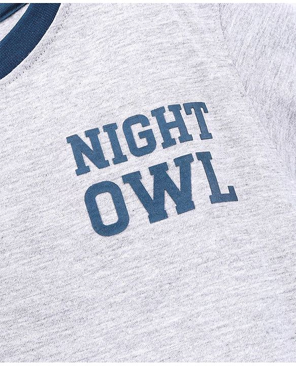 Pine Kids Biowash Half Sleeves Tee & Checked Shorts Nightwear Set - Grey Blue