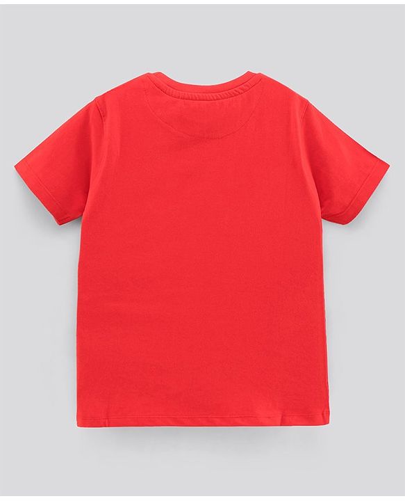 Pine Kids Biowashed Half Sleeves Night Suit Text Print - Red