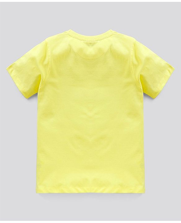 Pine Kids Biowash Half Sleeves Tee & Shorts Nightwear Set Snooze & Stripes Print - Lemon Yellow Blue