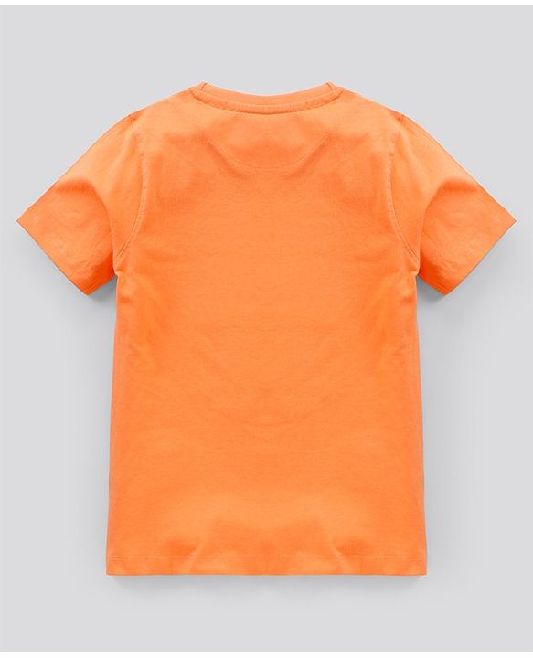 Pine Kids Biowash Half Sleeves Tee & Shorts Nightwear Set Football & Checks Print - Orange Blue