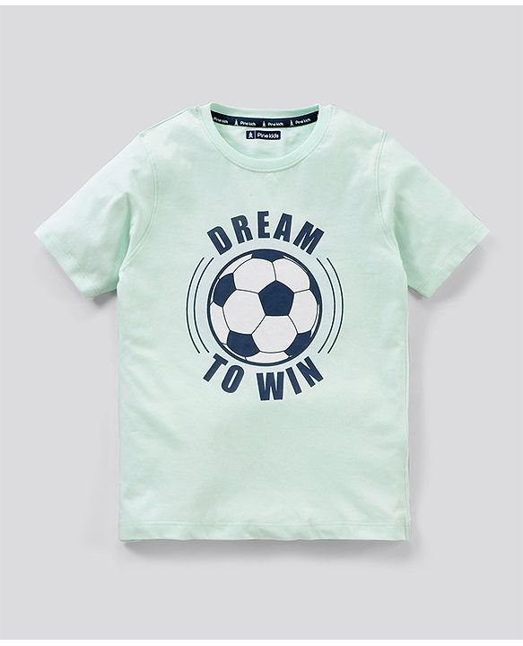 Pine Kids Biowash Half Sleeves Tee & Shorts Nightwear Set Football & Checks Print - Light & Navy Blue