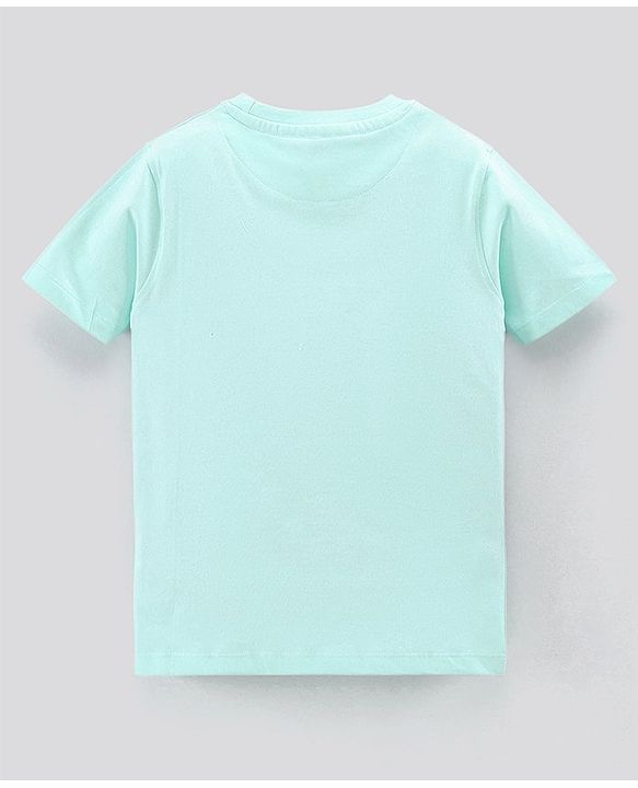 Pine Kids Half Sleeves Biowashed Night Suit Text Print - Sky Blue