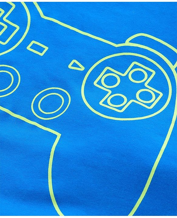 Pine Kids Biowashed Half Sleeves Night Suit Gaming Console Print - Blue Grey